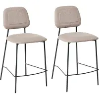 Beliani Lot de 2 chaises de bar DUETTE Lin synthétique Taupe
