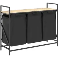 vidaXL Panier à linge à 3 compartiments avec étagère chêne Sonoma