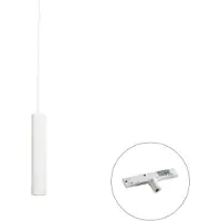 QAZQA Suspension design blanche avec adaptateur de rail monophasé - Slimline Tuba Small