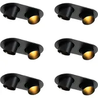 QAZQA Ensemble de 6 spots encastrables noirs GU10 35mm inclinables 2 lumières - Installa