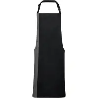 Premier Workwear PR162 | Contrast Bib Apron - 72 x 86 cm - Lavable à 60 °C - Couleur : Black/Dark Grey (ca. Pantone 431) - Taille : 72 x 86 cm