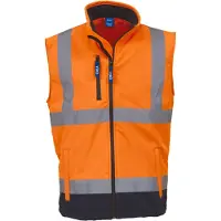 Yoko Bodywarmer softshell haute visibilité Hi Vis Orange/Navy - Yoko YHV006 - Taille S