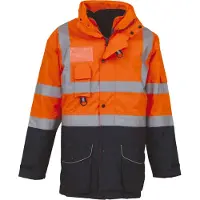 Yoko Parka de sécurité haute visibilité 7 en 1 Hi Vis Orange/Navy - Yoko YHVP711 - Taille M