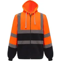 Yoko SWEAT-SHIRT ZIPP? CAPUCHE Orange/Navy - Yoko YHVK07 - Taille 2XL