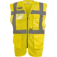 Yoko Gilet de travail haute visibilité Yoko Top Cool "Management" Jaune L