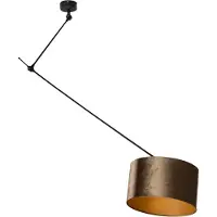 QAZQA Suspension Noire avec Abat-jour en Velours Bronze 35cm - Blitz