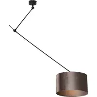 QAZQA Suspension noire avec abat-jour en velours taupe 35cm - Blitz