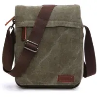 INF Sac bandoulière sportif en toile et cuir DarkGreen