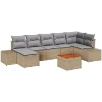 vidaXL Ensemble de salon de jardin , 8 pièces, beige et gris clair