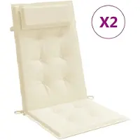 vidaXL Coussins de chaise à haut dossier 2 pcs. Tissu Oxford crème