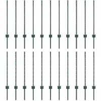 vidaXL Poteaux de clôture 22 pcs Vert 120 cm Acier