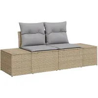 vidaXL Canapé de jardin avec coussins, beige, 184 x 62 x 69 cm, en rotin synthétique