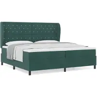vidaXL Lit boxspring avec matelas vert foncé 200 x 200 cm velours