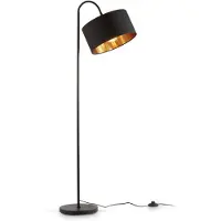 B.K.Licht Lampadaire rétro pivotant I abat-jour en tissu noir et doré I E27 I câble de 140 cm I salon I chambre I moderne