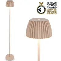 Valotorni CHAMP LED Lampadaire sans fil IP44, variateur, tactile, batterie, German Design Award Winner 2025, Beige, Ø19 x 124 cm