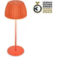 B.K.Licht Brilo unplugged RIFFLE Akku Tischleuchte mit Lichtkante - Orange (200 lm)