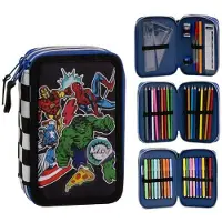 Marvel CERDÀ Marvel Avengers Trójkomorowy Piórnik - Oficjalny Produkt, Akcesoria Szkolne