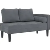 vidaXL Chaise longue avec coussin gris foncé velours