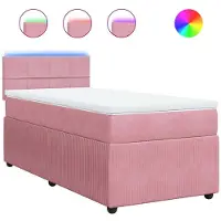 vidaXL Lit boxspring avec matelas rose 90x200 cm velours