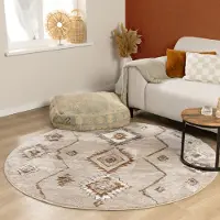 FRAAI Tapis berbère rond - Blend Aztec Beige | Ø 240 cm | Rond | Pile haute