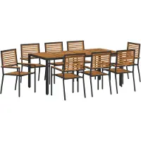 vidaXL Salon de jardin 9 pcs noir et brun poly-rotin