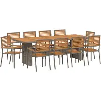 vidaXL Ensemble de salon de jardin , 11 pièces, gris et marron, en polyrotin