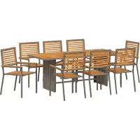 vidaXL Ensemble de jardin pour repas, 9 pièces, gris et marron, en résine tressée
