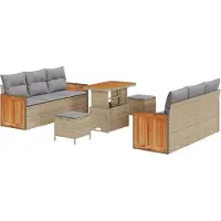 vidaXL Ensemble de canapés de jardin , 11 pièces, couleur beige et gris clair, capacité pour 8 personnes