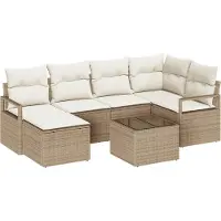 vidaXL Ensemble de salon , 7 pièces, en polyrotin beige et crème