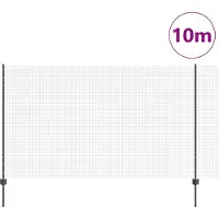 vidaXL : Clôture en fil barbelé soudé avec poteaux, 10 x 1,4 m, couleur grise, type maille