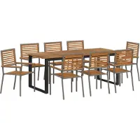 vidaXL Ensemble de jardin pour repas, 9 pièces, gris, bois d'acacia massif
