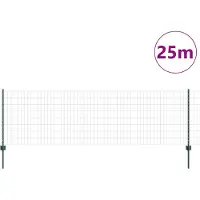 vidaXL Clôture européenne avec poteaux, 25 x 0,8 m, acier revêtu de PVC, couleur verte