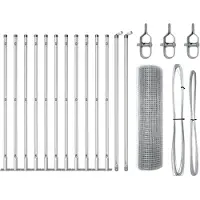 vidaXL Clôture en fil métallique soudé avec socle en béton, dimensions 25 x 0,5 m, couleur argent, type treillis