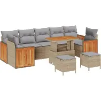 vidaXL Ensemble de canapé de jardin avec coussins 13 pcs Beige et gris clair Poly-Rotin