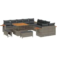 vidaXL Ensemble de canapés de jardin , 17 pièces, 12 places, gris, en résine tressée