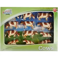 Kids Globe - 571968 - Set De 12 Vaches Assises Et Debout - Échelle 1/32 - Rousse/Blanc