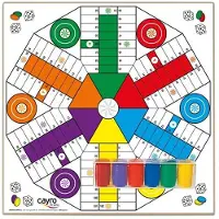 Cayro Plateau de jeu Parchisi pour 4 à 6 joueurs, en bois avec accessoires, 40 x 40 cm, multicolore, enfants, multicolore, taille unique
