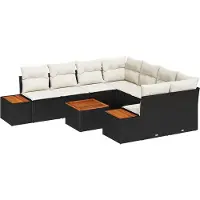 vidaXL Ensemble de canapé de jardin , 9 pièces, noir, en résine tressée