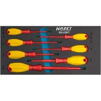 Hazet - Jeu de tournevis - avec isolation de protection 163-229/7 - Phillips PH, fente - 0.4 x 2.5 – 0.8 x 4 - PH1 – PH3 - pcs : 7
