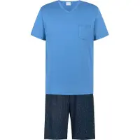 Mey Pyjama court 'Micro Blue' bleu marine / bleu ciel / blanc