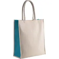 Kimood Pack 50 Sac cabas en coton / jute - 23 L Natural/Turquoise - Kimood KI0253 - Taille One Size
