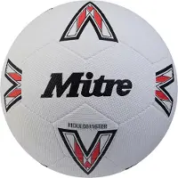Mitre Super Dimple Ballon de Football | Parfait pour Le Futsal, Les terrains durs et Les Jeux en intérieur, Blanc/Noir/Rouge (Bib Red), 4, 63,5-66 cm
