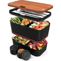 Umami Nestable L, Lunch box, Rouge, Noir, Marron