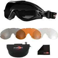 Bobster Phoenix Otg With 3 Interchangeable Lenses Off-road Goggles Noir Amber / Clear / Smoke