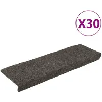 vidaXL Tapis d'escalier autocollants 30 pièces 65 x 21 x 4 cm Anthracite Bord rectangulaire
