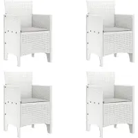 vidaXL Chaise de jardin avec coussin 4 pièces Blanc 53 x 49 x 85 cm Polypropylène