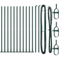 vidaXL Poteaux de clôture 13 pcs Vert Ø32mm 130 cm Acier galvanisé