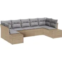 vidaXL Ensemble de canapés de jardin , 7 pièces, couleur beige et gris clair