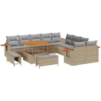 vidaXL Ensemble de canapés de jardin , 17 pièces, 12 places, beige et gris clair