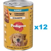 Pedigree Adult boîte 12x1200g nourriture complète humide pour chiens adultes avec poulet et carottes en gelée